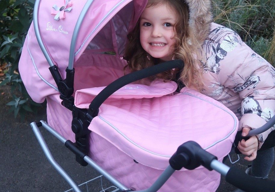 Pink dolls silver cross pram on sale