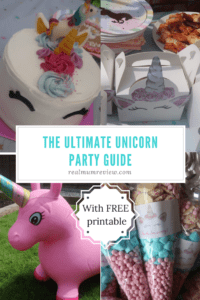 The Ultimate Unicorn Party Guide including decorations, balloons, tablewear, party bags, food ideas and more! Includes a FREE downloadable printable to create your own unicorn themed party bags and food boxes!